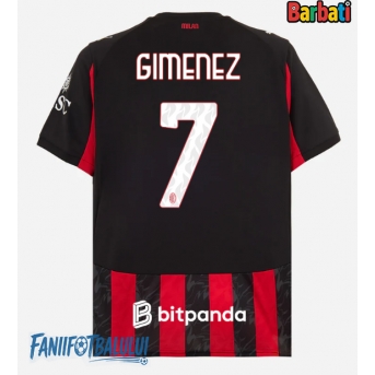 AC Milan Santiago Gimenez #7 Tricou Fotbal Replică 2025-26 Barbati Acasa